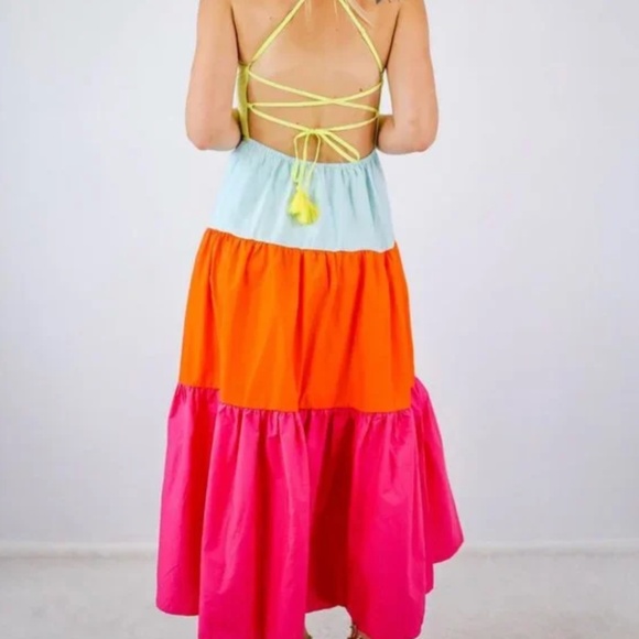 Tiered Midi Colorblock Dress - Picture 3 of 4